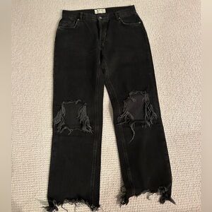 Free people low rise black ripped jeans
